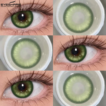 Qfdian 1Pair Fashion Makeup Pampas Series Yearly Purple Contacts Green Eyes Color Lenses Beauty Pupils Eye Color Green Lenses